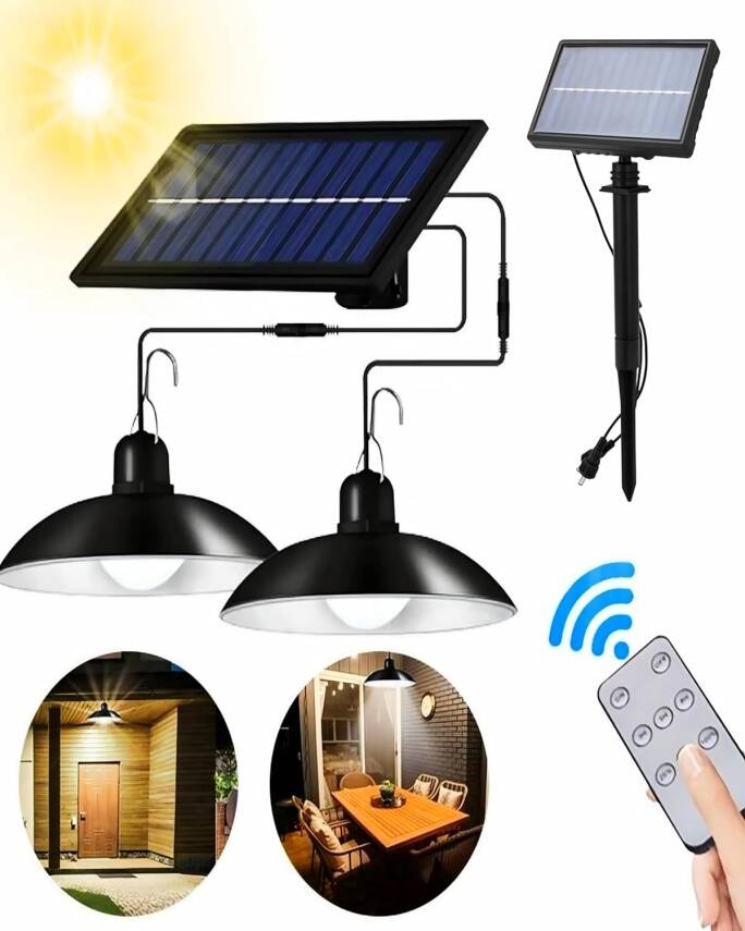 2 Lambalı İç Ve Dış Mekan Kullanımına Uygun, Solar Güneş Enerjili Tavan Aydınlatması, Beyaz Led, IP65 Su Geçirmez, Karavan, Teras, Veranda, Balkon Sarkıt Led Işık, Bahçe Armatürü - 3