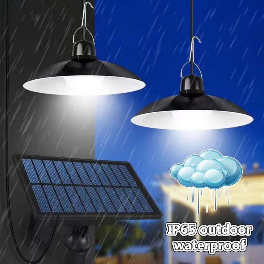 2 Lambalı İç Ve Dış Mekan Kullanımına Uygun, Solar Güneş Enerjili Tavan Aydınlatması, Beyaz Led, IP65 Su Geçirmez, Karavan, Teras, Veranda, Balkon Sarkıt Led Işık, Bahçe Armatürü - 2