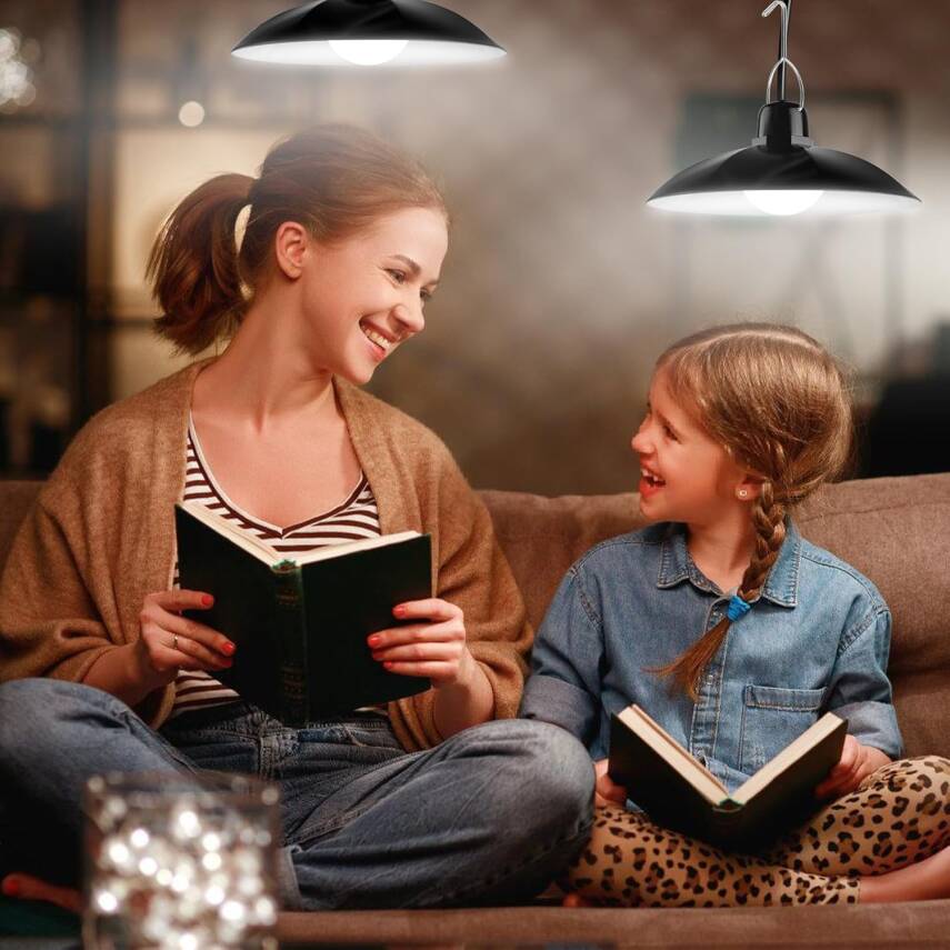 2 Lambalı İç Ve Dış Mekan Kullanımına Uygun, Solar Güneş Enerjili Tavan Aydınlatması, Beyaz Led, IP65 Su Geçirmez, Karavan, Teras, Veranda, Balkon Sarkıt Led Işık, Bahçe Armatürü - 4