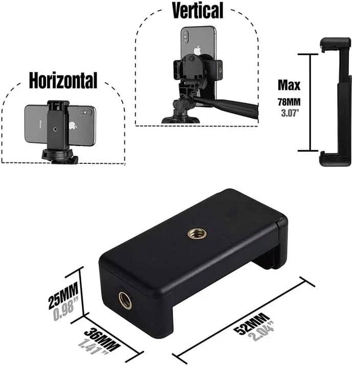 Akıllı Telefon Tutucu, Tripod Montaj Adaptörü, Klipsli Konnektör Başlığı, Selfie Çubuğu Başlığı, Seyahat Mini Tripod - 7