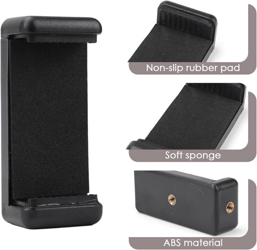 Akıllı Telefon Tutucu, Tripod Montaj Adaptörü, Klipsli Konnektör Başlığı, Selfie Çubuğu Başlığı, Seyahat Mini Tripod - 5