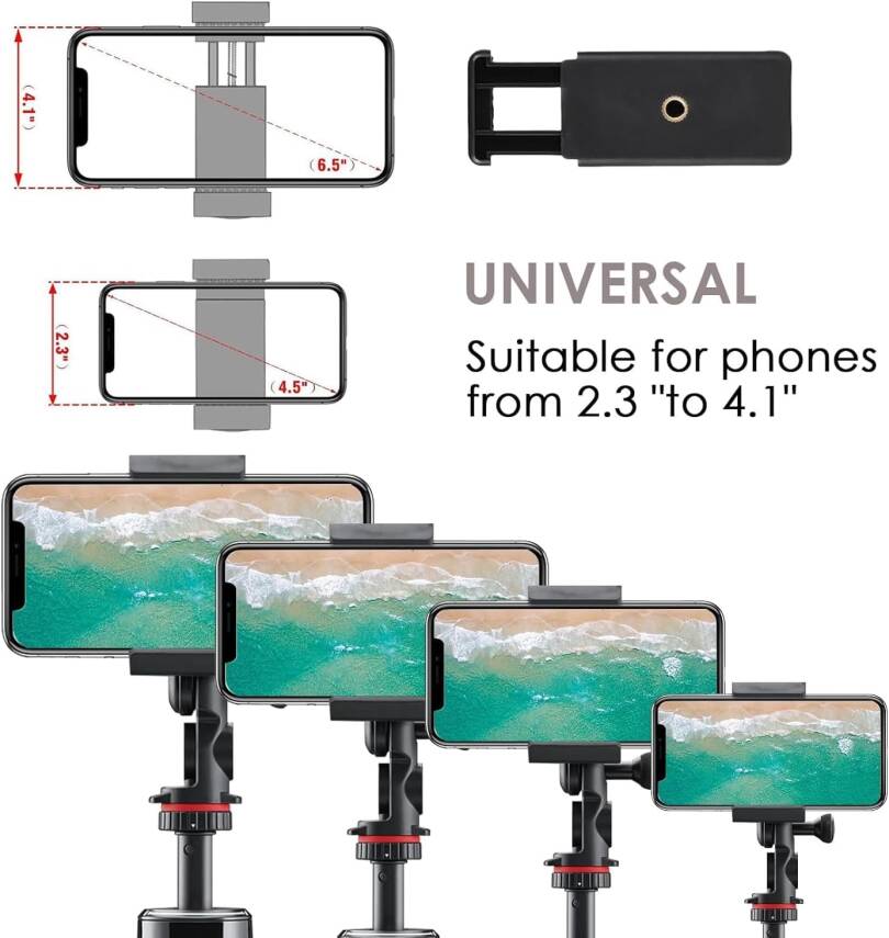 Akıllı Telefon Tutucu, Tripod Montaj Adaptörü, Klipsli Konnektör Başlığı, Selfie Çubuğu Başlığı, Seyahat Mini Tripod - 4