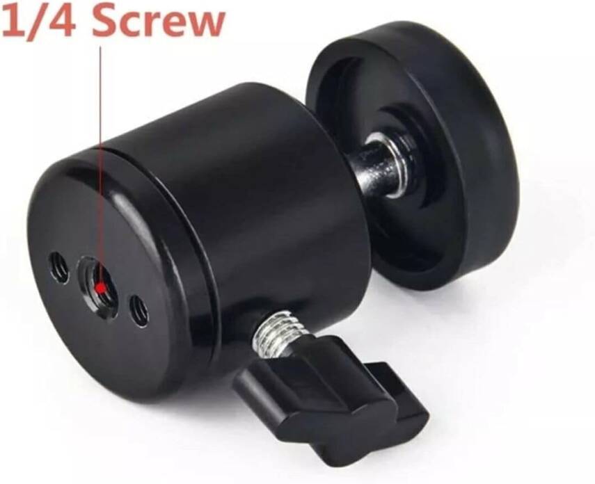 Çift Girişli Telefon Tutuculu Tripod Slr Kamera İçin 360 Derece Dönebilen Metal Mafsal Aparatı 1/4 - 7