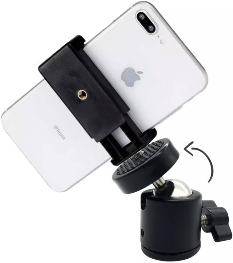 Çift Girişli Telefon Tutuculu Tripod Slr Kamera İçin 360 Derece Dönebilen Metal Mafsal Aparatı 1/4 - 2