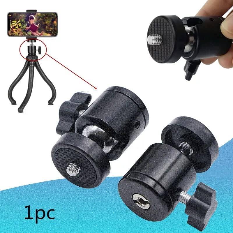 Çift Girişli Telefon Tutuculu Tripod Slr Kamera İçin 360 Derece Dönebilen Metal Mafsal Aparatı 1/4 - 8