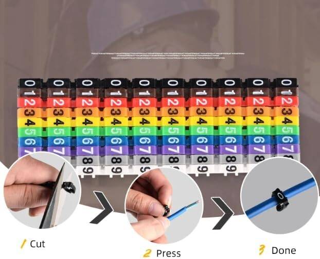 Kyrotech 100’lü Renkli Kablo Etiketi Seti – 6mm Plastik, 10 Renk, Yeniden Kullanılabilir Kordon Etiketi, Fiber Optik ve Elektrik Kabloları İçin Kablo Düzenleyici Etiket Klipsleri - 8