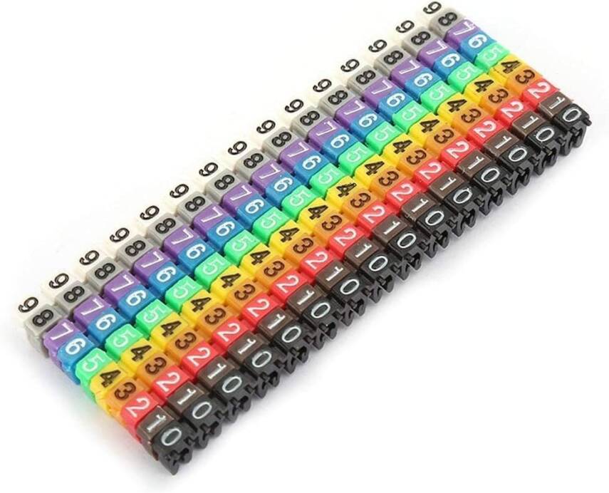 Kyrotech 100’lü Renkli Kablo Etiketi Seti – 6mm Plastik, 10 Renk, Yeniden Kullanılabilir Kordon Etiketi, Fiber Optik ve Elektrik Kabloları İçin Kablo Düzenleyici Etiket Klipsleri - 1