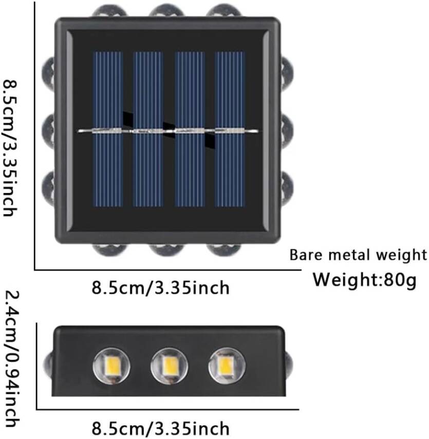 Kyrotech 12 Led Solar Güneş Enerjili Bahçe Aydınlatma Gün Işığı Aplik Led Işık Işıldak Lamba Fener Süs Balkon Dekorasyonu Kamp Peyzaj Teras Avlu Havuz Veranda Su Geçirmez Duvar Ve Zemine Uygun Otomatik ON/OFF - 6