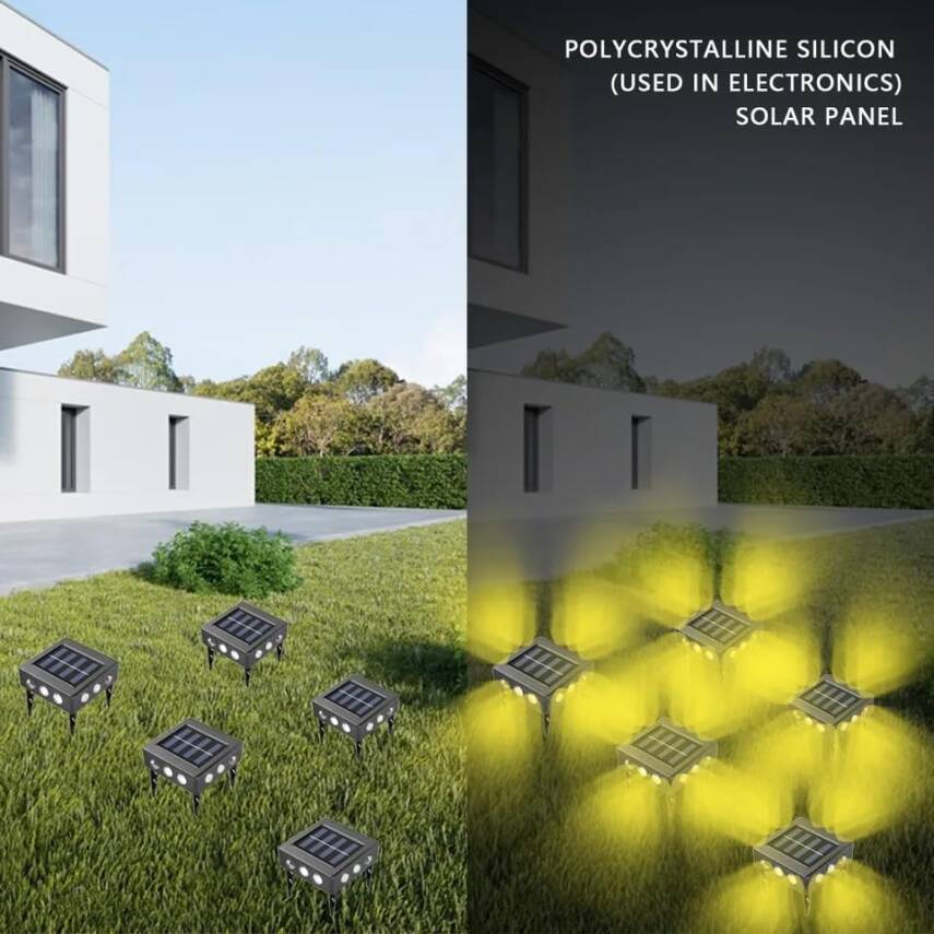 Kyrotech 12 Led Solar Güneş Enerjili Bahçe Aydınlatma Gün Işığı Aplik Led Işık Işıldak Lamba Fener Süs Balkon Dekorasyonu Kamp Peyzaj Teras Avlu Havuz Veranda Su Geçirmez Duvar Ve Zemine Uygun Otomatik ON/OFF - 7