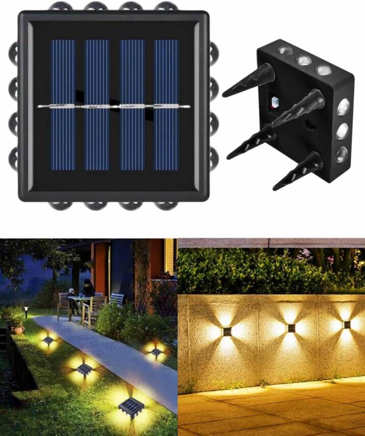 Kyrotech 12 Led Solar Güneş Enerjili Bahçe Aydınlatma Gün Işığı Aplik Led Işık Işıldak Lamba Fener Süs Balkon Dekorasyonu Kamp Peyzaj Teras Avlu Havuz Veranda Su Geçirmez Duvar Ve Zemine Uygun Otomatik ON/OFF - 1