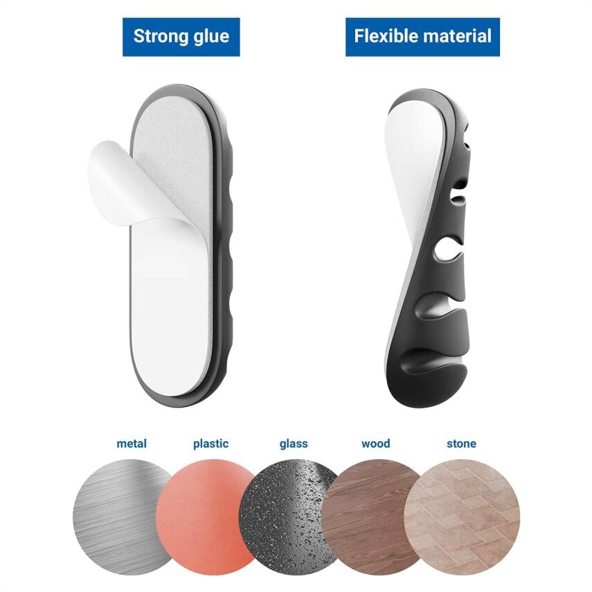 Kyrotech 17 Parça Kablo Tutucu Cırt Seti | Yapışkanlı Kablo Klipsi | Masa Üstü Kablo Düzenleyici | Şarj Kablosu, Kulaklık, USB, HDMI, Mouse Kablosu için | Ofis & Ev Kullanımı | Kablo Yönetimi Çözümü - 4