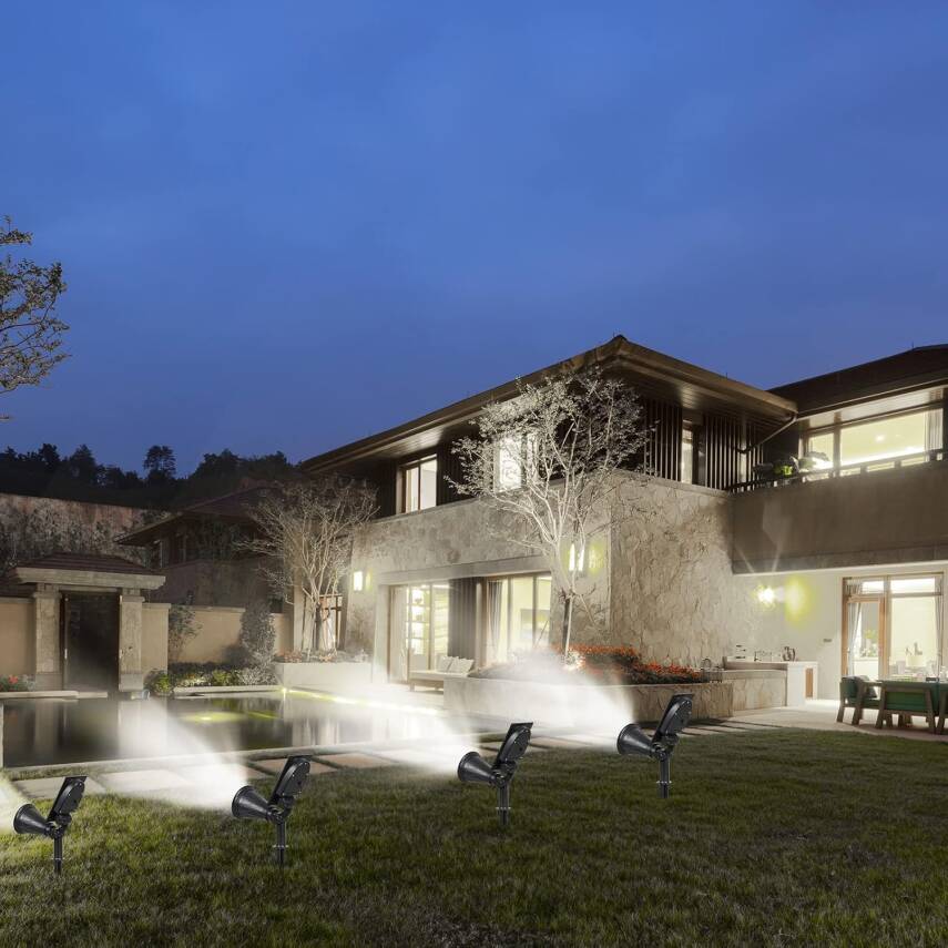 Kyrotech 18 LED Spot Güneş Enerjili Bahçe Aydınlatma Lambası, Fotoselli, Spike Aplik, 18W Su Geçirmez Dış Mekan Solar Lamba, Ağaç, Veranda, Garaj, Havuz, Duvar Ve Zemin Montajına Uygundur 42 CM - 32