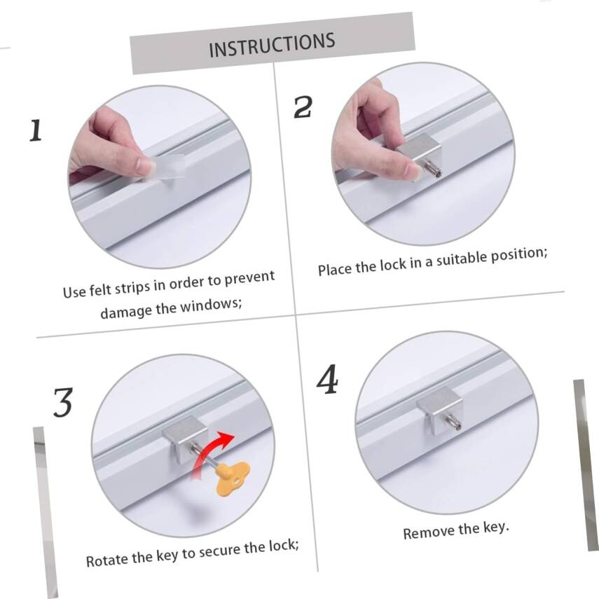 Kyrotech 2 Adet Ayarlanabilir Sürgülü Pencere ve Kapı Kilidi Seti – Alüminyum Gövde, Anahtarlı Montaj, Kaydırmalı Sistemlere Uyumlu, Çocuk Güvenliği ve Hırsızlık Önleyici Kilit - 9