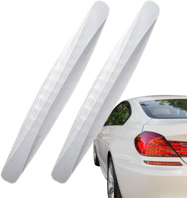 Kyrotech 2 Adet Karbon Fiber Görünümlü Tampon Koruyucu Şerit – 40,5 cm Yapışkanlı Esnek Köşe Koruma – Araç Ön ve Arka Tampon için Çizik Önleyici Şerit, Tüm Araçlara Uyumlu Beyaz