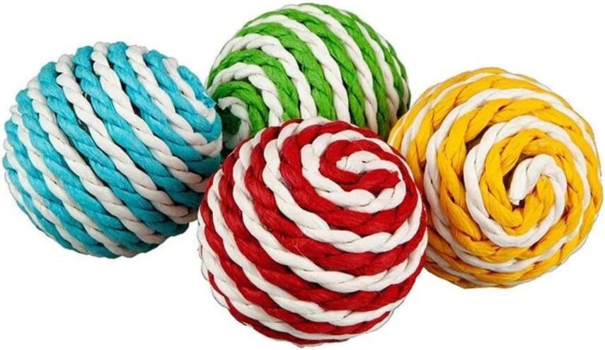 Kyrotech 2 Adet Top Kedi Oyuncağı Renkli Ip Sarma 4cm Kedi Topu Seti - 5