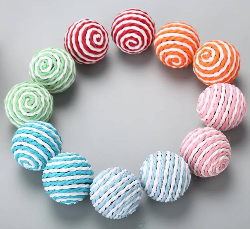 Kyrotech 2 Adet Top Kedi Oyuncağı Renkli Ip Sarma 4cm Kedi Topu Seti - 3