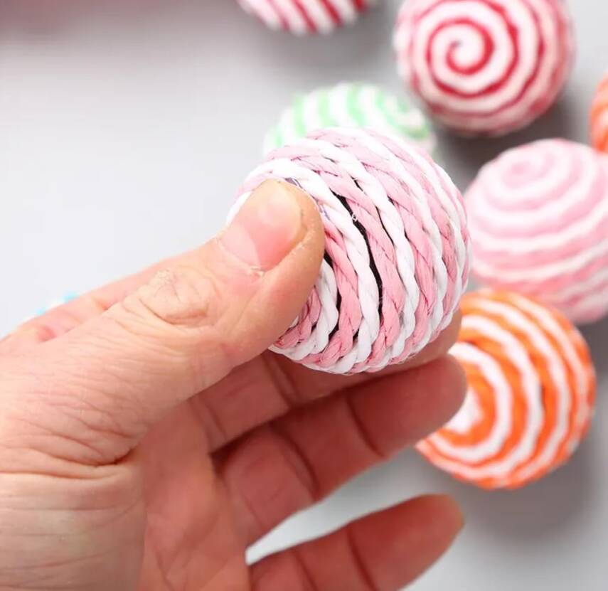 Kyrotech 2 Adet Top Kedi Oyuncağı Renkli Ip Sarma 4cm Kedi Topu Seti - 4