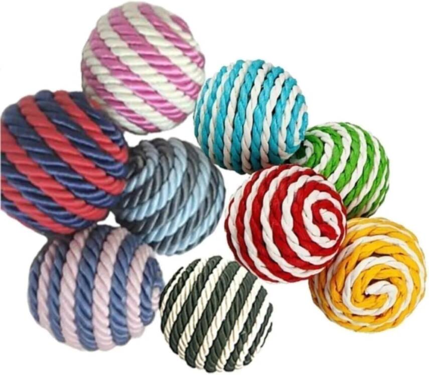 Kyrotech 2 Adet Top Kedi Oyuncağı Renkli Ip Sarma 4cm Kedi Topu Seti - 1