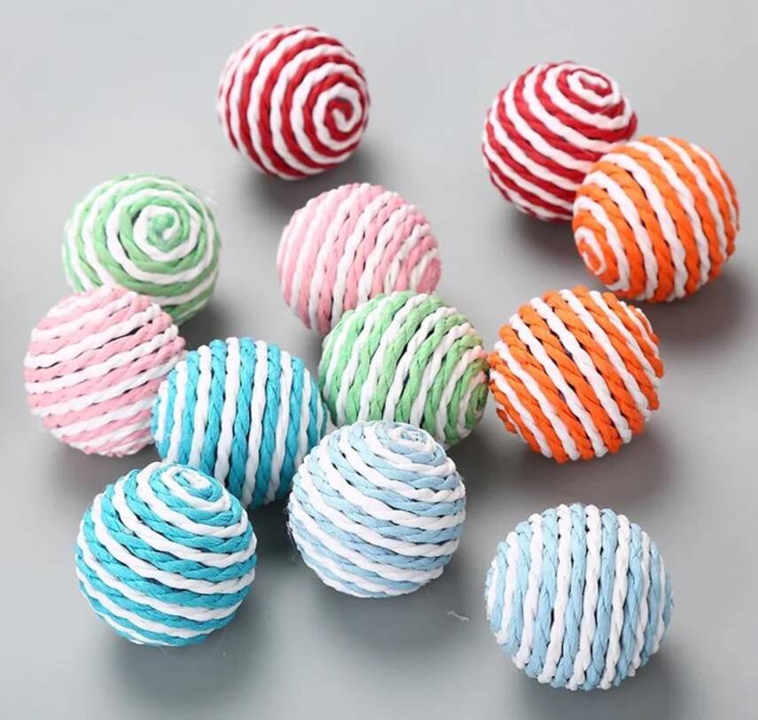 Kyrotech 2 Adet Top Kedi Oyuncağı Renkli Ip Sarma 4cm Kedi Topu Seti - 2
