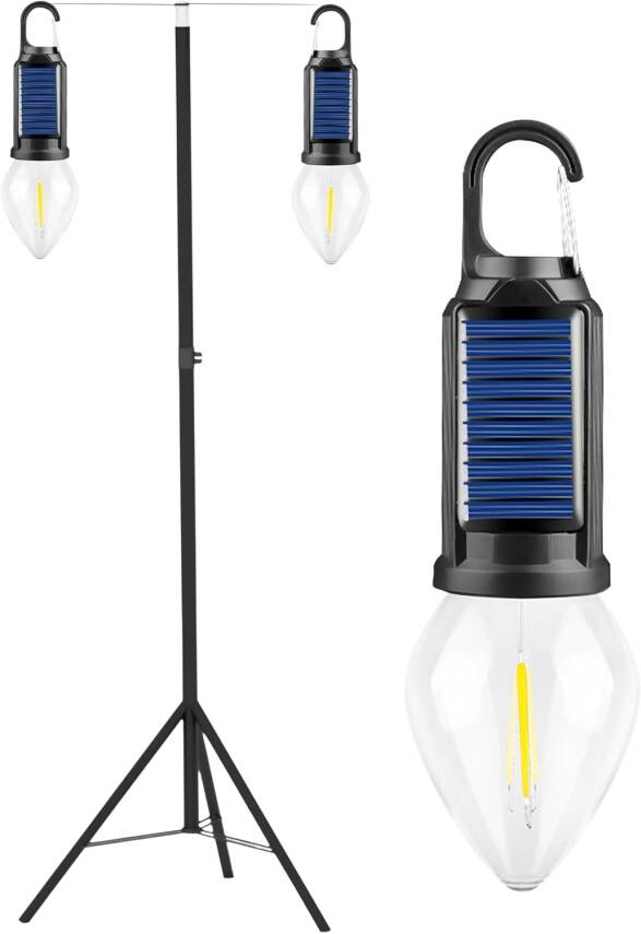 Kyrotech 2 Lambalı, Askılı, 3 Modlu, Şarjlı, Led Solar Güneş Enerjili, 2 MT Metal STANDLI, Su Geçirmez, Kitap Okuma Işığı, Kamp, avcılık, Balıkçılık, Garaj, Güverte, Balkon Dekorasyonu, Karavan - 4