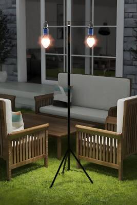 Kyrotech 2 Lambalı, Askılı, 3 Modlu, Şarjlı, Led Solar Güneş Enerjili, 2 MT Metal STANDLI, Su Geçirmez, Kitap Okuma Işığı, Kamp, avcılık, Balıkçılık, Garaj, Güverte, Balkon Dekorasyonu, Karavan - Kyrotech