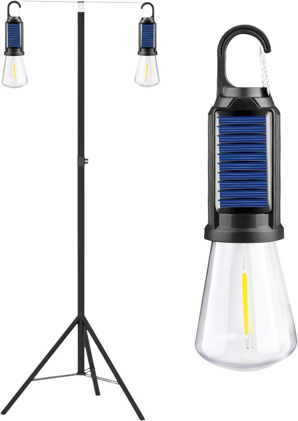 Kyrotech 2 Lambalı, Askılı, 3 Modlu, Şarjlı, Led Solar Güneş Enerjili, 2 MT Metal STANDLI, Su Geçirmez, Kitap Okuma Işığı, Kamp, avcılık, Balıkçılık, Garaj, Güverte, Balkon Dekorasyonu, Karavan - 17