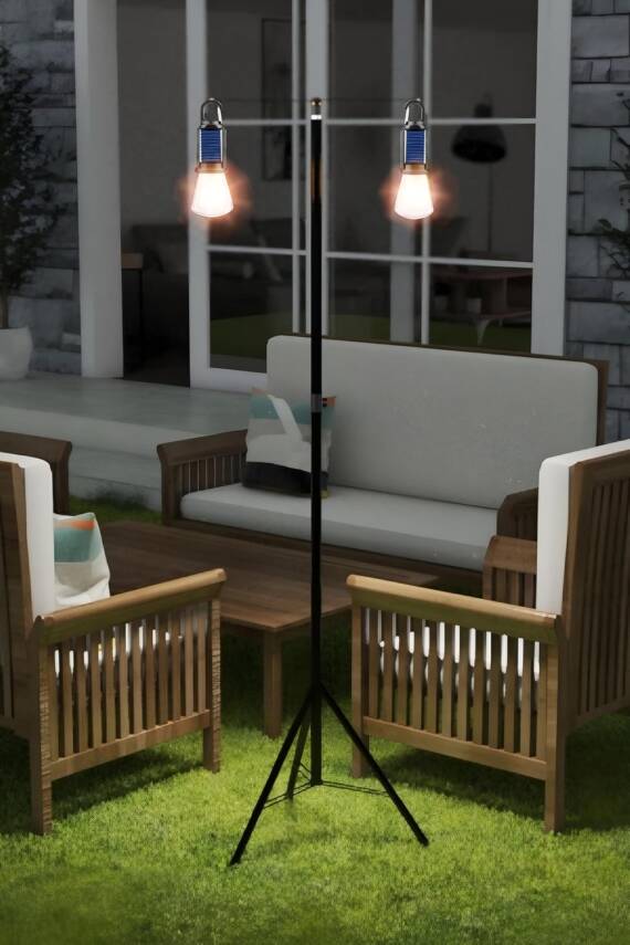 Kyrotech 2 Lambalı, Askılı, 3 Modlu, Şarjlı, Led Solar Güneş Enerjili, 2 MT Metal STANDLI, Su Geçirmez, Kitap Okuma Işığı, Kamp, avcılık, Balıkçılık, Garaj, Güverte, Balkon Dekorasyonu, Karavan - 14