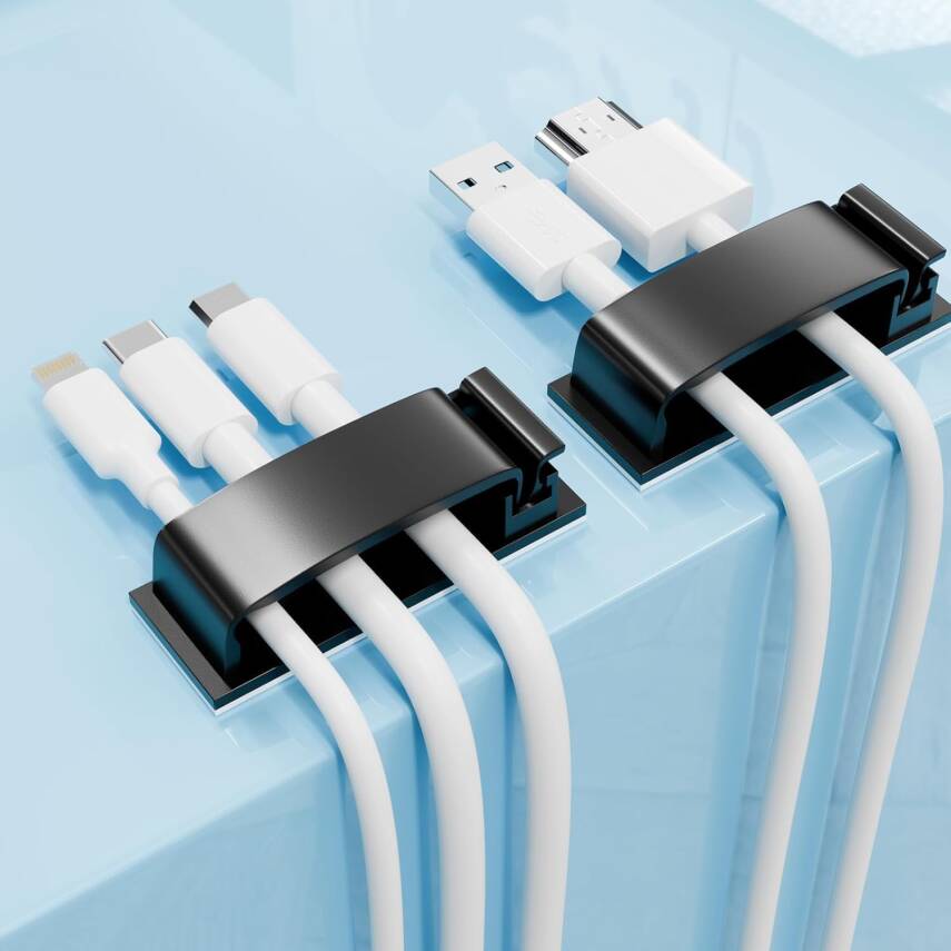 Kyrotech 20 Parça Kablo Tutucu Seti | Yapışkanlı Kablo Klipsi | Masa Üstü Kablo Düzenleyici | Şarj Kablosu, Kulaklık, USB, HDMI, Mouse Kablosu için | Ofis & Ev Kullanımı | Kablo Yönetimi Çözümü - 5