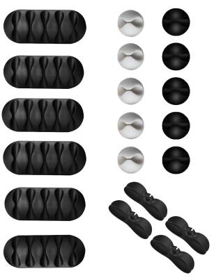 Kyrotech 20 Parça Kablo Tutucu Seti | Yapışkanlı Kablo Klipsi | Masa Üstü Kablo Düzenleyici | Şarj Kablosu, Kulaklık, USB, HDMI, Mouse Kablosu için | Ofis & Ev Kullanımı | Kablo Yönetimi Çözümü - Kyrotech