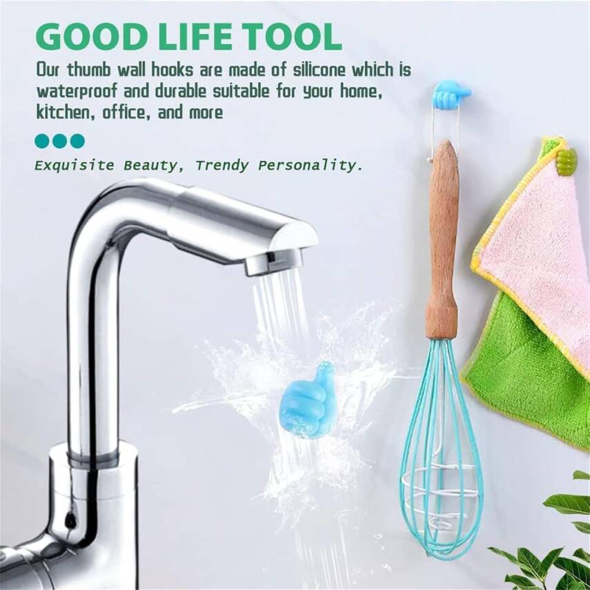 Kyrotech 20’li Başparmak Tasarımlı Yapışkan Duvar Kancası – Kendinden Yapışkanlı Silikon Kablo ve Anahtar Askısı, Sevimli ve Pratik Askı Kancaları, Cam, Ahşap, Metal Yüzeyler İçin Uygun - 7