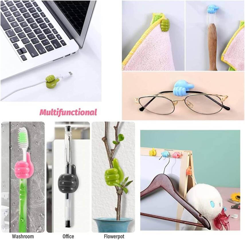 Kyrotech 20’li Başparmak Tasarımlı Yapışkan Duvar Kancası – Kendinden Yapışkanlı Silikon Kablo ve Anahtar Askısı, Sevimli ve Pratik Askı Kancaları, Cam, Ahşap, Metal Yüzeyler İçin Uygun - 8