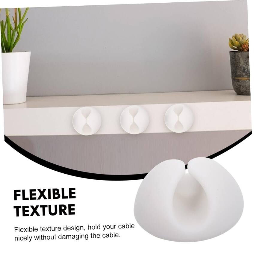 Kyrotech 20’li Kablo Sabitleme Klipsi Seti | Siyah & Beyaz Kablo Düzenleyici | Masa Üstü, Ofis, Ev ve TV Kablo Yönetimi İçin Yapışkanlı Klipsler - 6