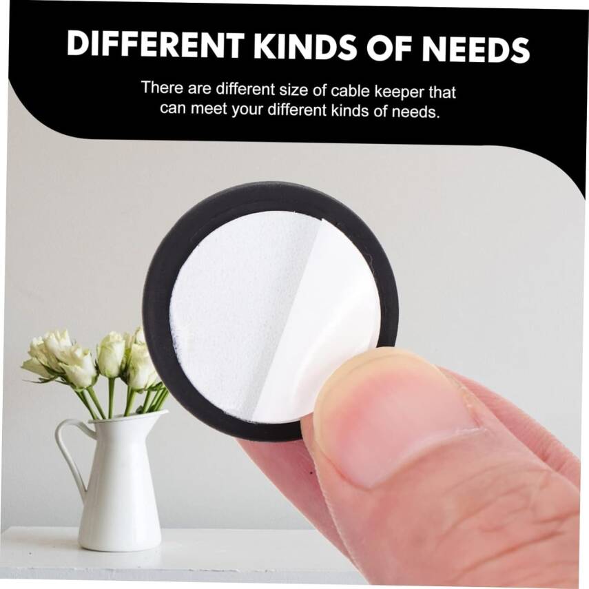 Kyrotech 20’li Kablo Sabitleme Klipsi Seti | Siyah & Beyaz Kablo Düzenleyici | Masa Üstü, Ofis, Ev ve TV Kablo Yönetimi İçin Yapışkanlı Klipsler - 5