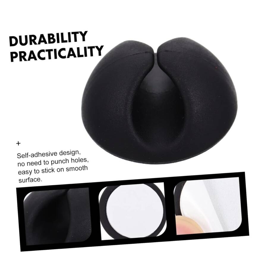 Kyrotech 20’li Kablo Sabitleme Klipsi Seti | Siyah & Beyaz Kablo Düzenleyici | Masa Üstü, Ofis, Ev ve TV Kablo Yönetimi İçin Yapışkanlı Klipsler - 7