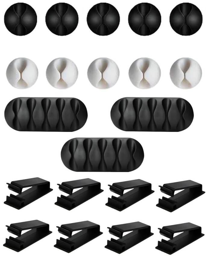 Kyrotech 21 Parça Kablo Tutucu Seti | Yapışkanlı Kablo Klipsi | Masa Üstü Kablo Düzenleyici | Şarj Kablosu, Kulaklık, USB, HDMI, Mouse Kablosu için | Ofis & Ev Kullanımı | Kablo Yönetimi Çözümü - 1