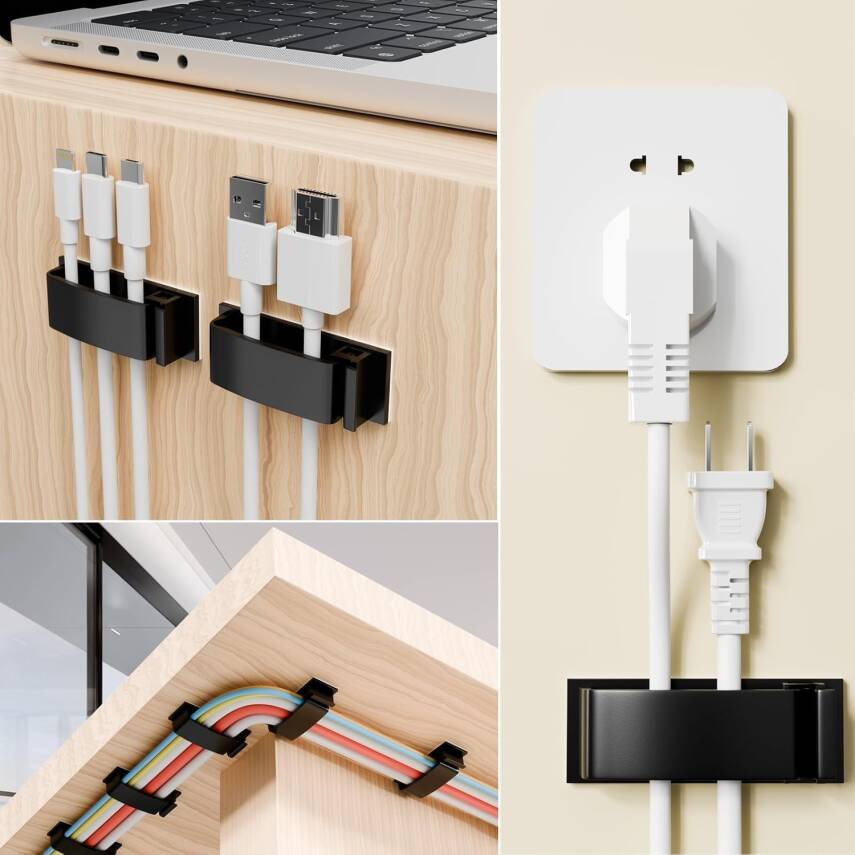 Kyrotech 21 Parça Kablo Tutucu Seti | Yapışkanlı Kablo Klipsi | Masa Üstü Kablo Düzenleyici | Şarj Kablosu, Kulaklık, USB, HDMI, Mouse Kablosu için | Ofis & Ev Kullanımı | Kablo Yönetimi Çözümü - 2