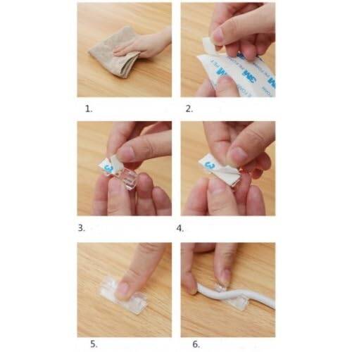 Kyrotech 24 Parça Kablo Tutucu Seti | Yapışkanlı Kablo Klipsi | Masa Üstü Kablo Düzenleyici | Şarj Kablosu, Kulaklık, USB, HDMI, Mouse Kablosu için | Ofis & Ev Kullanımı | Kablo Yönetimi Çözümü - 8