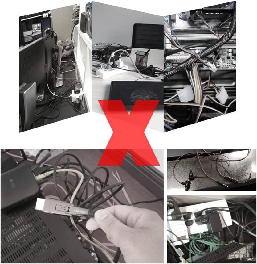 Kyrotech 24 Parça Kablo Tutucu Seti | Yapışkanlı Kablo Klipsi | Masa Üstü Kablo Düzenleyici | Şarj Kablosu, Kulaklık, USB, HDMI, Mouse Kablosu için | Ofis & Ev Kullanımı | Kablo Yönetimi Çözümü - 9