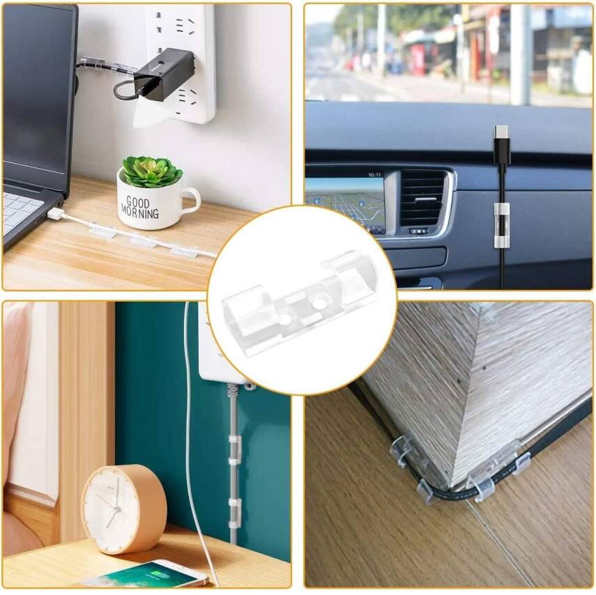 Kyrotech 24 Parça Kablo Tutucu Seti | Yapışkanlı Kablo Klipsi | Masa Üstü Kablo Düzenleyici | Şarj Kablosu, Kulaklık, USB, HDMI, Mouse Kablosu için | Ofis & Ev Kullanımı | Kablo Yönetimi Çözümü - 2