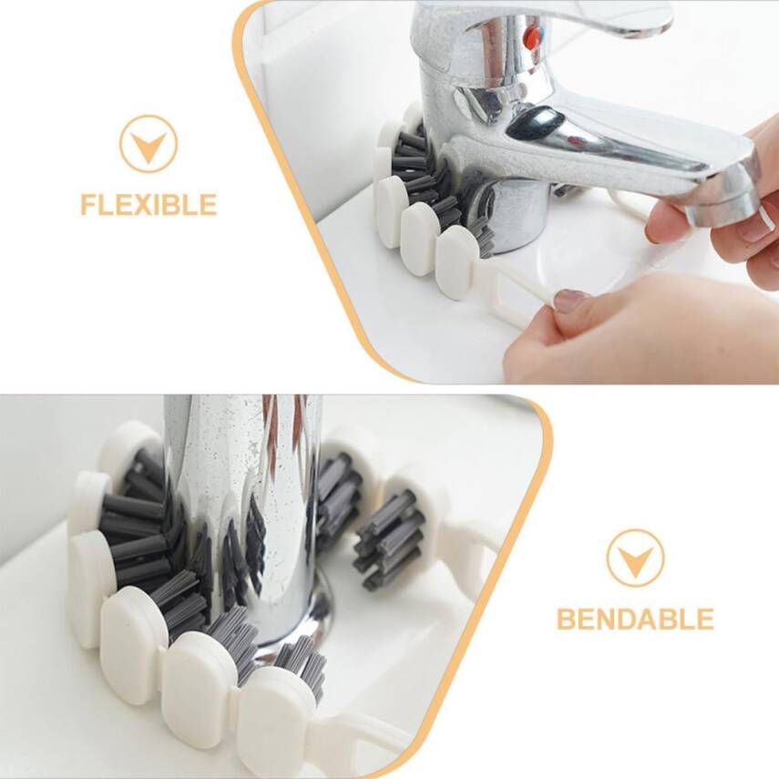 Kyrotech 2'li 360° Bükülebilir Aralık Temizleme Fırçası – 26,5 cm Esnek Saplı Kavisli Yüzey Temizleyici, Askı Delikli Çok Amaçlı Mutfak Banyo Lavabo Temizlik Fırçası - 8