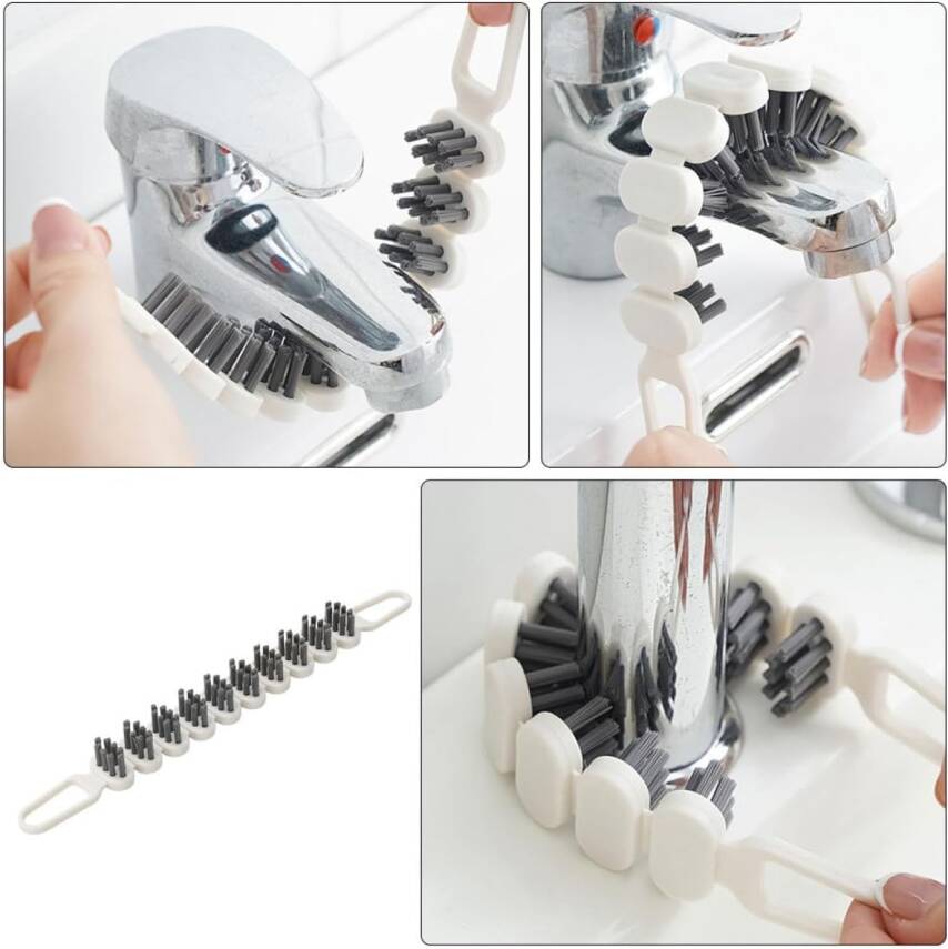 Kyrotech 2'li 360° Bükülebilir Aralık Temizleme Fırçası – 26,5 cm Esnek Saplı Kavisli Yüzey Temizleyici, Askı Delikli Çok Amaçlı Mutfak Banyo Lavabo Temizlik Fırçası - 3