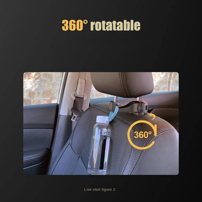 Kyrotech 2’li Araç Baş Destek Kancası – Telefon Tutuculu Evrensel Koltuk Arkası Kanca, El Çantası & Alışveriş Poşeti Askısı, Kolay Takılabilir, Koltu Başlığı Askısı, Araç İçi Aksesuar - 4