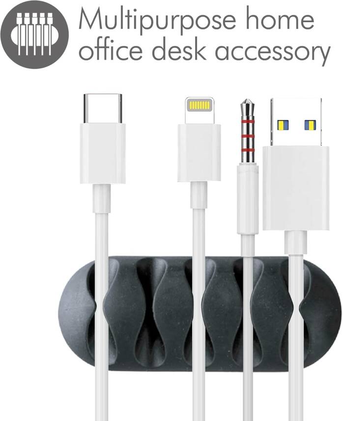Kyrotech 3 Adet Kablo Tutucu Seti – Her Biri 5 Kablo Kapasiteli | Yapışkanlı Kablo Klipsi, Masa Üstü Kablo Düzenleyici, Ofis & Ev İçin Kablo Yönetimi | Siyah Renk - 6
