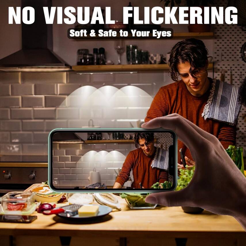 Kyrotech 3 Led'li Şarjlı Dolap Altı Aydınlatma, Hareket Sensörlü, 3 Modlu, Yapışkanlı, Delme Gerektirmez, Slim Beyaz Kasa, Dekoratif, Kısılabilir Gece Lambası, Gardırop, Dolap, Merdiven Lambası 40 CM - 6