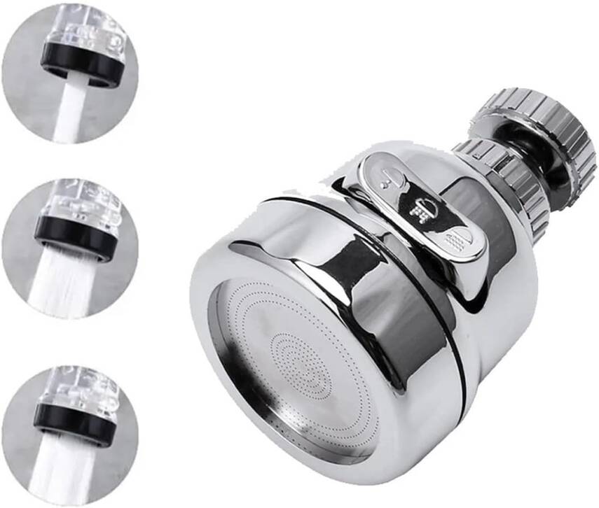 Kyrotech 360° Dönebilen 3 Kademeli Tasarruflu Musluk Başlığı – Mutfak, Banyo ve Lavabo için Su Tasarrufu Sağlayan Krom Kaplama Başlık, ABS Malzeme, Ofis ve Ev Uyumu, Kolay Montajlı - 3