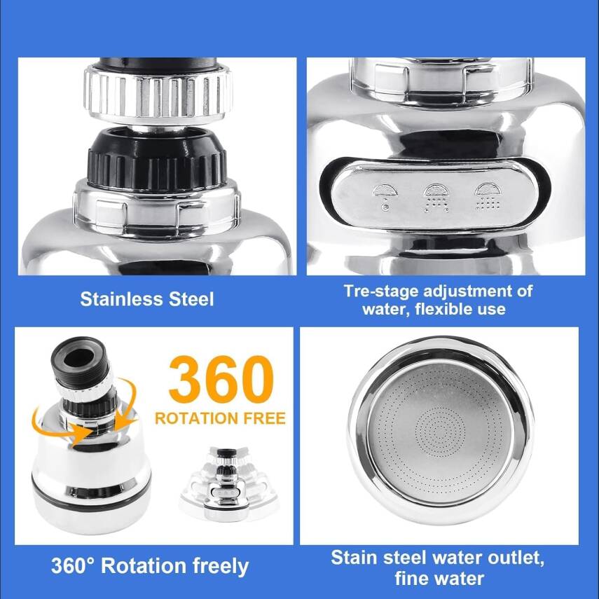 Kyrotech 360° Dönebilen 3 Kademeli Tasarruflu Musluk Başlığı – Mutfak, Banyo ve Lavabo için Su Tasarrufu Sağlayan Krom Kaplama Başlık, ABS Malzeme, Ofis ve Ev Uyumu, Kolay Montajlı - 6