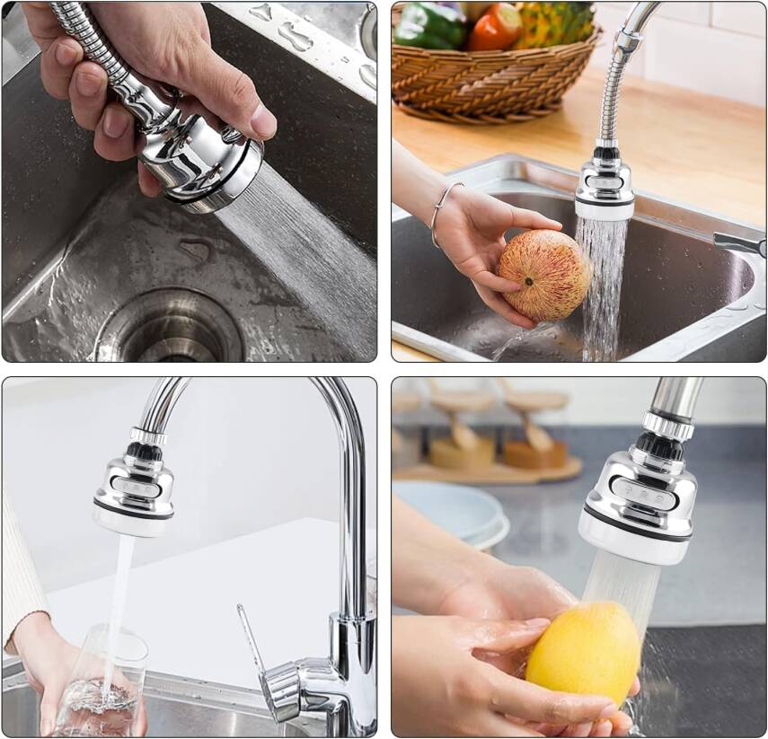 Kyrotech 360° Dönebilen 3 Kademeli Tasarruflu Musluk Başlığı – Mutfak, Banyo ve Lavabo için Su Tasarrufu Sağlayan Krom Kaplama Başlık, ABS Malzeme, Ofis ve Ev Uyumu, Kolay Montajlı - 8