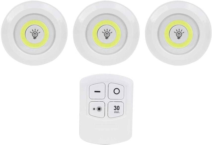 Kyrotech 3’lü Kablosuz Dolap Altı LED Lamba Seti – 5W COB, Uzaktan Kumandalı, Kısılabilir, Zamanlayıcılı, Mutfak Dolabı, Gardırop, Merdiven ve Yatak Odası Aydınlatması İçin - 1