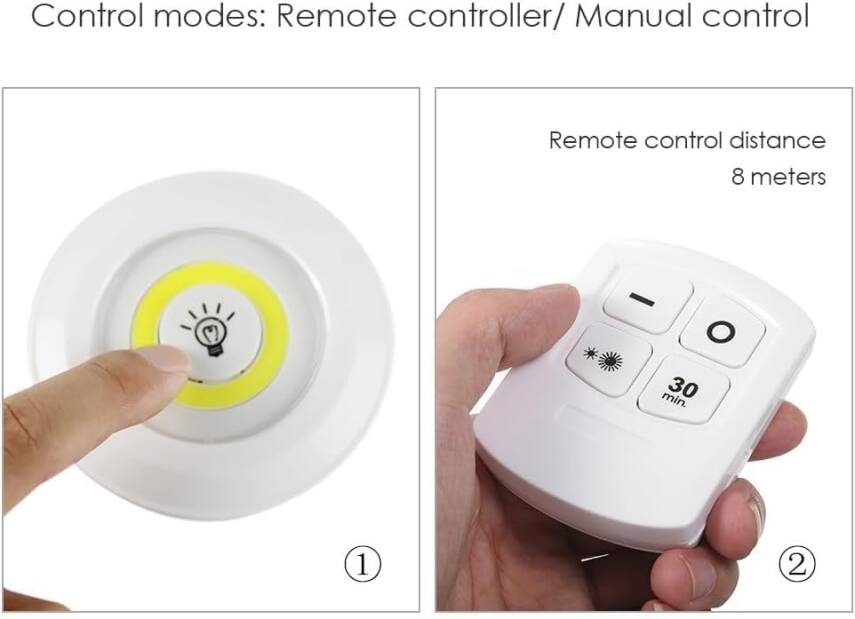 Kyrotech 3’lü Kablosuz Dolap Altı LED Lamba Seti – 5W COB, Uzaktan Kumandalı, Kısılabilir, Zamanlayıcılı, Mutfak Dolabı, Gardırop, Merdiven ve Yatak Odası Aydınlatması İçin - 4