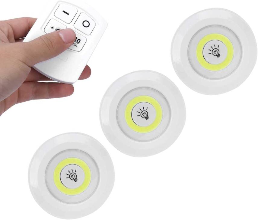 Kyrotech 3’lü Kablosuz Dolap Altı LED Lamba Seti – 5W COB, Uzaktan Kumandalı, Kısılabilir, Zamanlayıcılı, Mutfak Dolabı, Gardırop, Merdiven ve Yatak Odası Aydınlatması İçin - 7